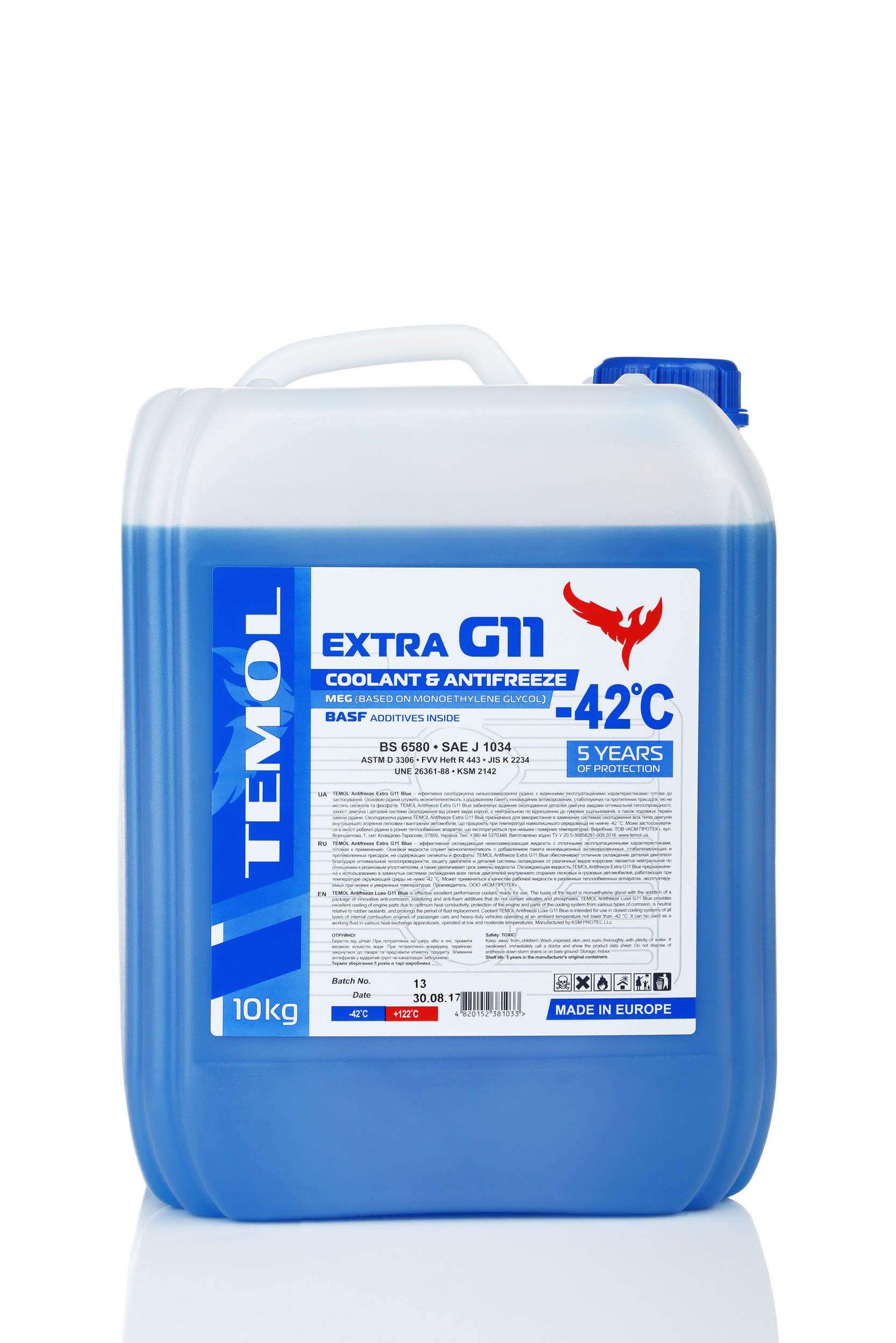 Рідина охолоджуюча TEMOL Antifreeze Extra G11 Blue (10 л)